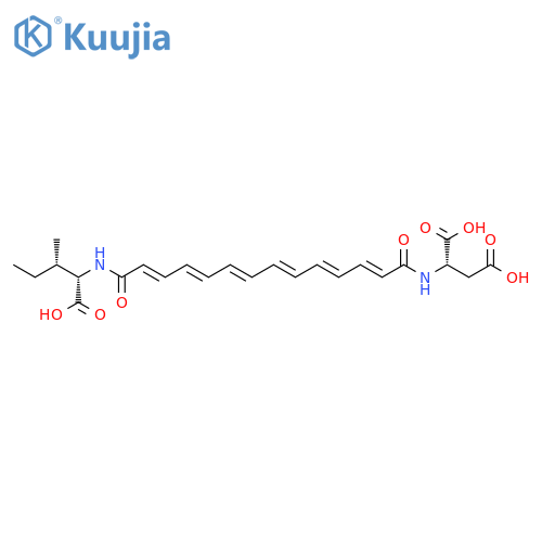 L-Aspartic acid,N-[(2E,4E,6E,8E,10E,12E)-14-[[(1S,2S)-1-carboxy-2-methylbutyl]amino]-1,14-dioxo-2,4,6,8,10,12-tetradecahexaenyl]-(9CI) structure