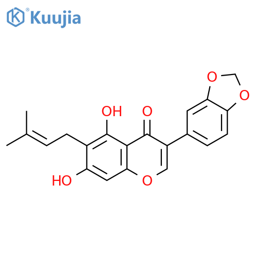4H-1-Benzopyran-4-one,3-(1,3-benzodioxol-5-yl)-5,7-dihydroxy-6-(3-methyl-2-buten-1-yl)- structure