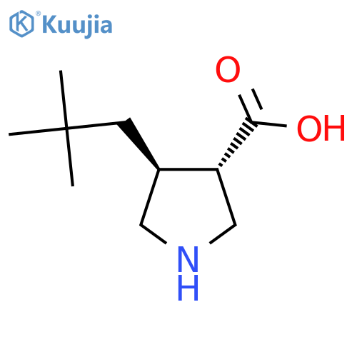 rac-(3R,4R)-4-(2,2-dimethylpropyl)pyrrolidine-3-carboxylic acid structure