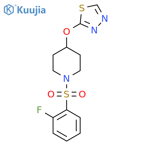 1-(2-fluorobenzenesulfonyl)-4-(1,3,4-thiadiazol-2-yloxy)piperidine structure