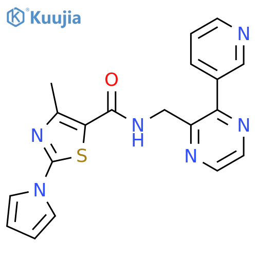 4-methyl-N-{3-(pyridin-3-yl)pyrazin-2-ylmethyl}-2-(1H-pyrrol-1-yl)-1,3-thiazole-5-carboxamide structure