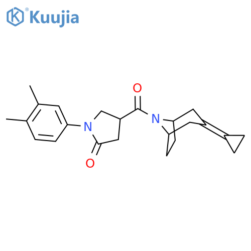 4-{3-Cyclopropylidene-8-azabicyclo[3.2.1]octane-8-carbonyl}-1-(3,4-dimethylphenyl)pyrrolidin-2-one structure