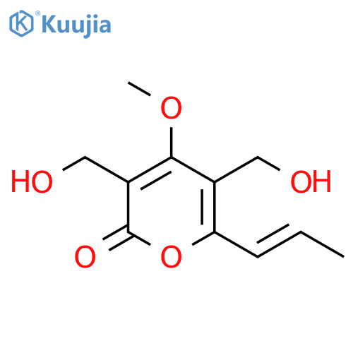 2H-Pyran-2-one,3,5-bis(hydroxymethyl)-4-methoxy-6-(1E)-1-propen-1-yl- structure