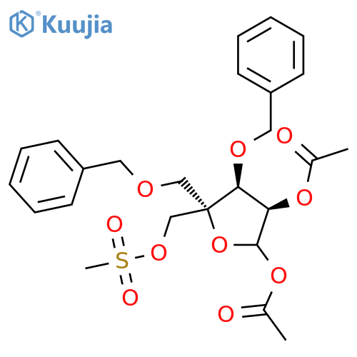 4-(Methanesulfonyloxymethyl)-1,2-O-diacetoxy-3,5-O-dibenzyl-alpha-D-erythro-pentofuranose structure