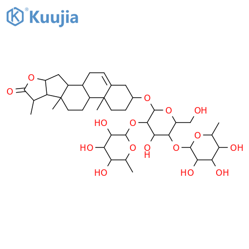 Pregn-5-ene-20-carboxylicacid, 3-[(O-6-deoxy-a-L-mannopyranosyl-(1&reg;2)-O-[6-deoxy-a-L-mannopyranosyl-(1&reg;4)]-b-D-glucopyranosyl)oxy]-16-hydroxy-,g-lactone, (3b,16b,20S)- structure