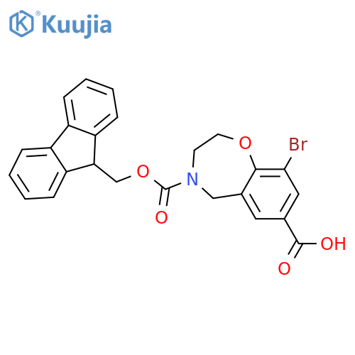 9-bromo-4-{(9H-fluoren-9-yl)methoxycarbonyl}-2,3,4,5-tetrahydro-1,4-benzoxazepine-7-carboxylic acid structure