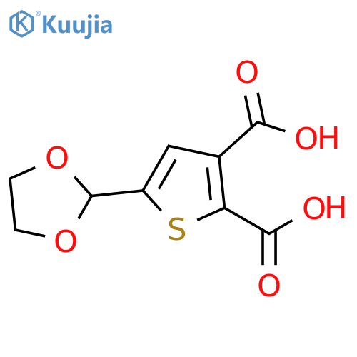 5-(1,3-dioxolan-2-yl)thiophene-2,3-dicarboxylic acid structure
