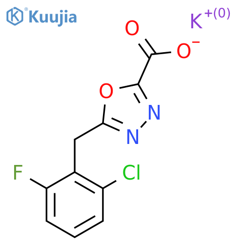 potassium 5-(2-chloro-6-fluorophenyl)methyl-1,3,4-oxadiazole-2-carboxylate structure