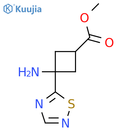 methyl 3-amino-3-(1,2,4-thiadiazol-5-yl)cyclobutane-1-carboxylate structure