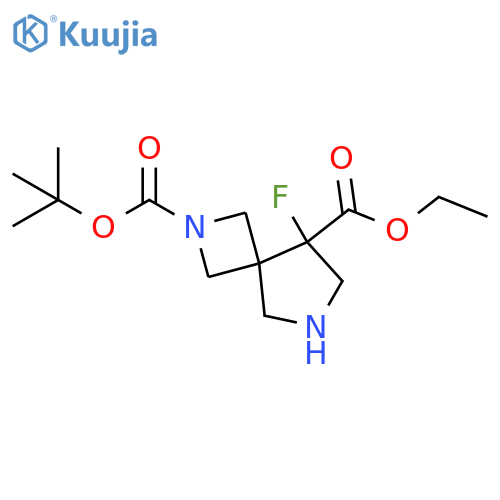 O2-tert-butyl O5-ethyl 5-fluoro-2,7-diazaspiro[3.4]octane-2,5-dicarboxylate structure