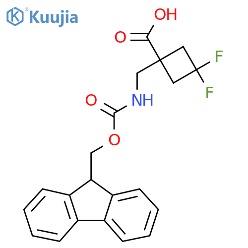 1-({(9H-fluoren-9-yl)methoxycarbonyl}amino)methyl-3,3-difluorocyclobutane-1-carboxylic acid structure