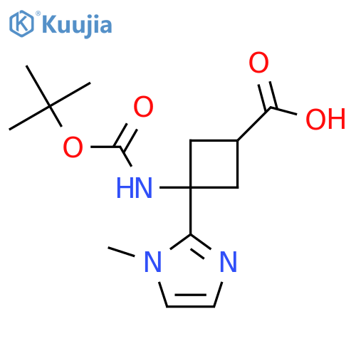 3-{(tert-butoxy)carbonylamino}-3-(1-methyl-1H-imidazol-2-yl)cyclobutane-1-carboxylic acid structure
