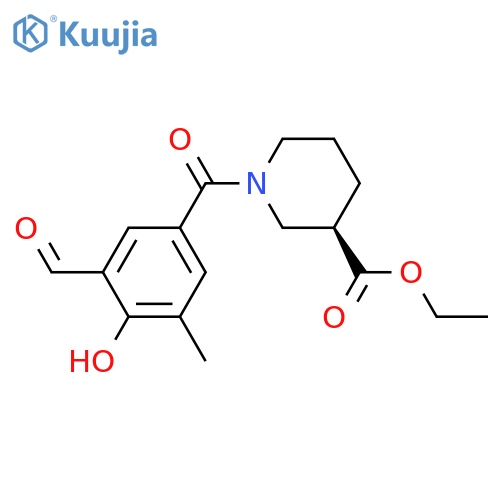 3-Piperidinecarboxylic acid, 1-(3-formyl-4-hydroxy-5-methylbenzoyl)-, ethyl ester, (3R)- structure