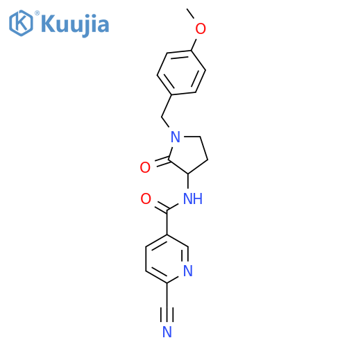 6-Cyano-N-[1-[(4-methoxyphenyl)methyl]-2-oxopyrrolidin-3-yl]pyridine-3-carboxamide structure