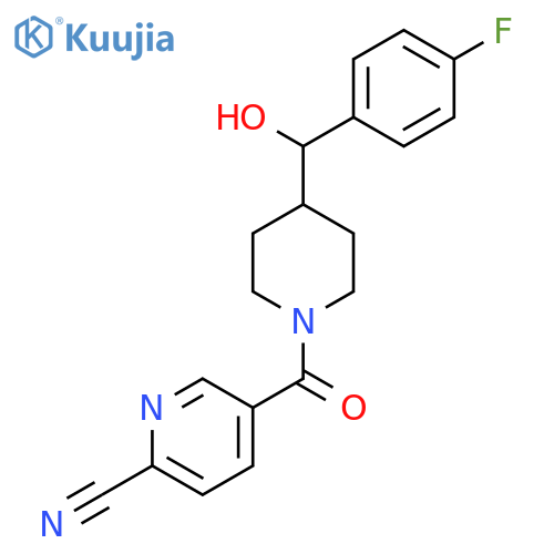 5-[4-[(4-Fluorophenyl)-hydroxymethyl]piperidine-1-carbonyl]pyridine-2-carbonitrile structure