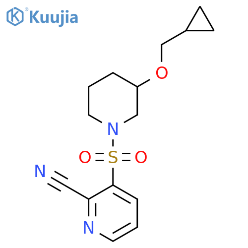 3-{[3-(Cyclopropylmethoxy)piperidin-1-yl]sulfonyl}pyridine-2-carbonitrile structure