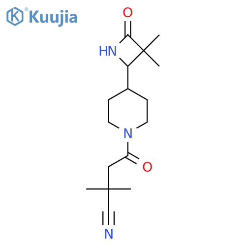 4-[4-(3,3-Dimethyl-4-oxoazetidin-2-yl)piperidin-1-yl]-2,2-dimethyl-4-oxobutanenitrile structure