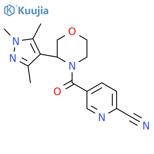 5-[3-(1,3,5-trimethyl-1H-pyrazol-4-yl)morpholine-4-carbonyl]pyridine-2-carbonitrile structure