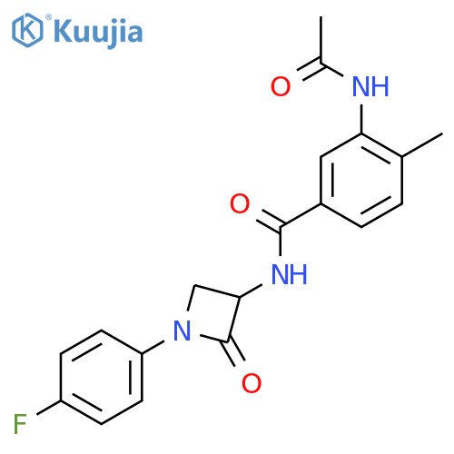 3-Acetamido-N-[1-(4-fluorophenyl)-2-oxoazetidin-3-yl]-4-methylbenzamide structure