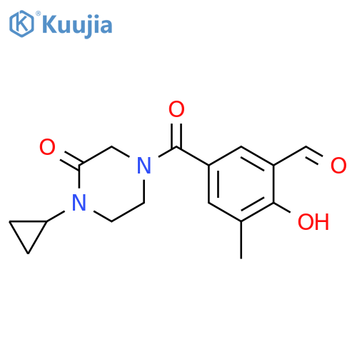 Benzaldehyde, 5-[(4-cyclopropyl-3-oxo-1-piperazinyl)carbonyl]-2-hydroxy-3-methyl- structure