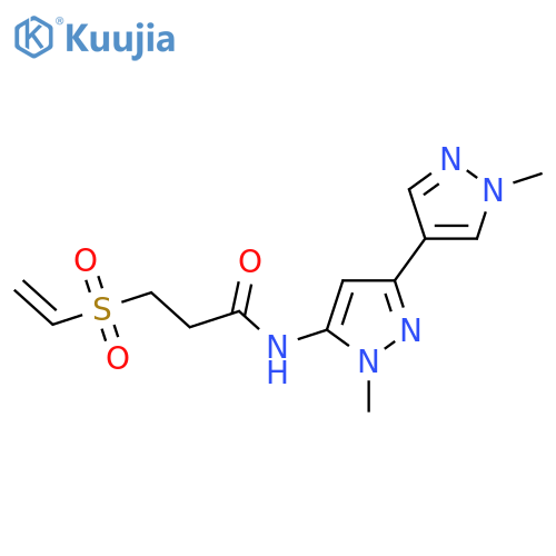 3-Ethenylsulfonyl-N-[2-methyl-5-(1-methylpyrazol-4-yl)pyrazol-3-yl]propanamide structure