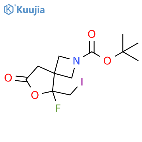 tert-butyl 5-fluoro-5-(iodomethyl)-7-oxo-6-oxa-2-azaspiro3.4octane-2-carboxylate structure