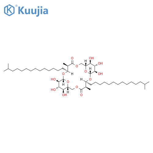 Heptadecanoic acid,3-[[6-O-[(2R,3S)-3-(b-D-glucopyranosyloxy)-2,16-dimethyl-1-oxoheptadecyl]-b-D-glucopyranosyl]oxy]-2,16-dimethyl-,intramol. 1,6''-ester, (2R,3S)- (9CI) structure