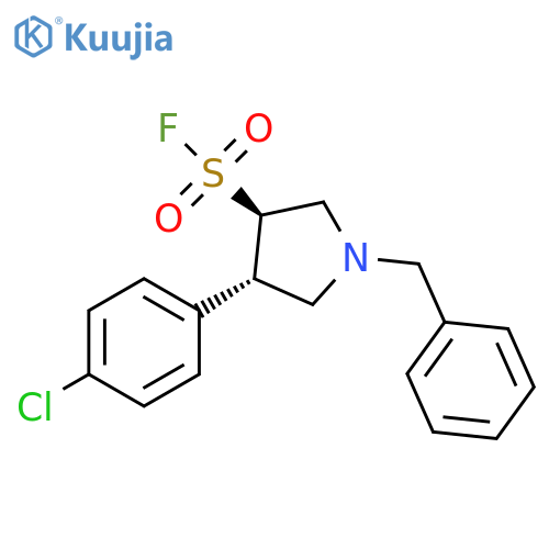 rac-(3R,4S)-1-benzyl-4-(4-chlorophenyl)pyrrolidine-3-sulfonyl fluoride structure
