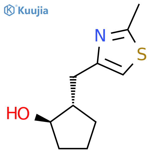 rac-(1R,2S)-2-(2-methyl-1,3-thiazol-4-yl)methylcyclopentan-1-ol structure