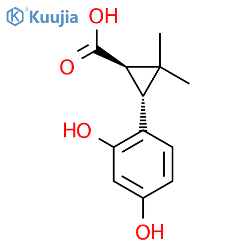 rac-(1R,3R)-3-(2,4-dihydroxyphenyl)-2,2-dimethylcyclopropane-1-carboxylic acid structure
