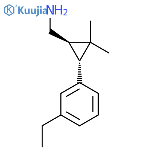 rac-(1R,3R)-3-(3-ethylphenyl)-2,2-dimethylcyclopropylmethanamine structure