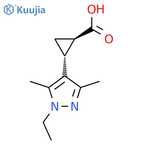 rac-(1R,2R)-2-(1-ethyl-3,5-dimethyl-1H-pyrazol-4-yl)cyclopropane-1-carboxylic acid structure