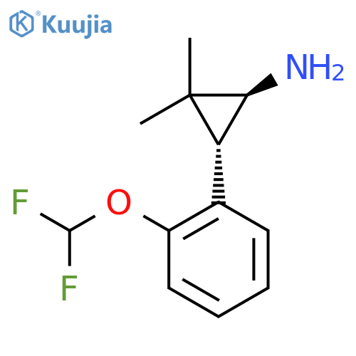 rac-(1R,3R)-3-2-(difluoromethoxy)phenyl-2,2-dimethylcyclopropan-1-amine structure
