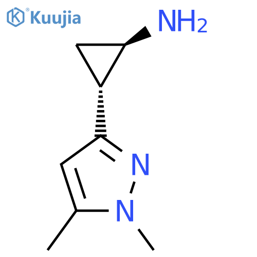 rac-(1R,2R)-2-(1,5-dimethyl-1H-pyrazol-3-yl)cyclopropan-1-amine structure
