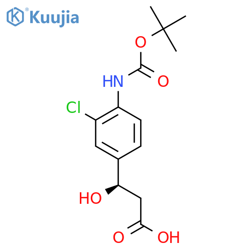 (3R)-3-(4-{(tert-butoxy)carbonylamino}-3-chlorophenyl)-3-hydroxypropanoic acid structure