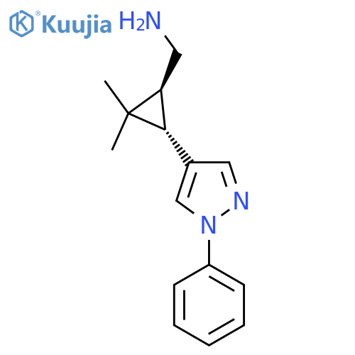 rac-(1R,3R)-2,2-dimethyl-3-(1-phenyl-1H-pyrazol-4-yl)cyclopropylmethanamine structure