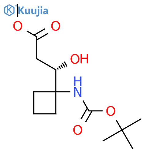 methyl (3S)-3-(1-{(tert-butoxy)carbonylamino}cyclobutyl)-3-hydroxypropanoate structure