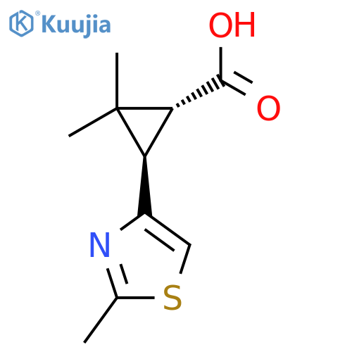 rac-(1R,3R)-2,2-dimethyl-3-(2-methyl-1,3-thiazol-4-yl)cyclopropane-1-carboxylic acid structure