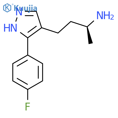 (2S)-4-3-(4-fluorophenyl)-1H-pyrazol-4-ylbutan-2-amine structure