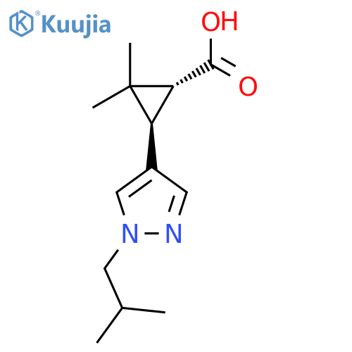 rac-(1R,3R)-2,2-dimethyl-3-1-(2-methylpropyl)-1H-pyrazol-4-ylcyclopropane-1-carboxylic acid structure