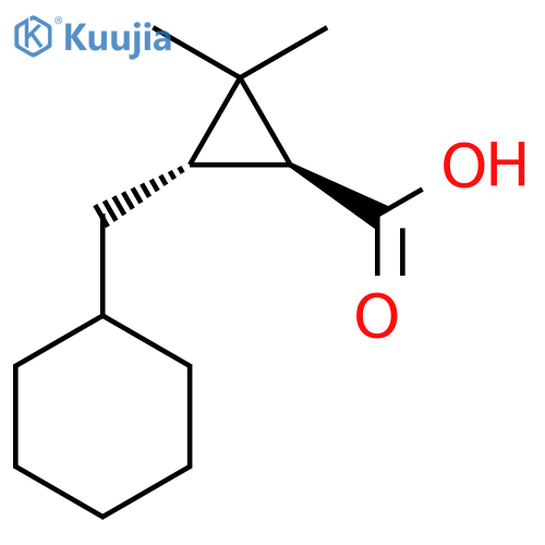 rac-(1R,3R)-3-(cyclohexylmethyl)-2,2-dimethylcyclopropane-1-carboxylic acid structure