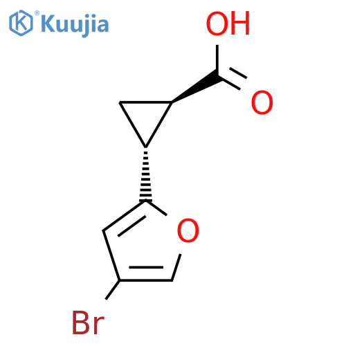 rac-(1R,2R)-2-(4-bromofuran-2-yl)cyclopropane-1-carboxylic acid structure
