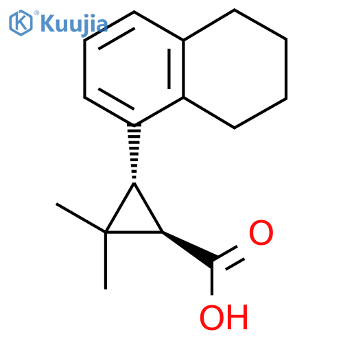 rac-(1R,3R)-2,2-dimethyl-3-(5,6,7,8-tetrahydronaphthalen-1-yl)cyclopropane-1-carboxylic acid structure