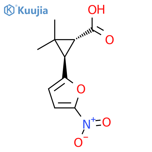 rac-(1R,3R)-2,2-dimethyl-3-(5-nitrofuran-2-yl)cyclopropane-1-carboxylic acid structure