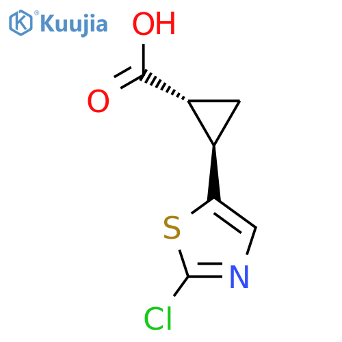 rac-(1R,2R)-2-(2-chloro-1,3-thiazol-5-yl)cyclopropane-1-carboxylic acid structure