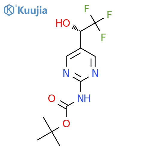 tert-butyl N-{5-(1S)-2,2,2-trifluoro-1-hydroxyethylpyrimidin-2-yl}carbamate structure