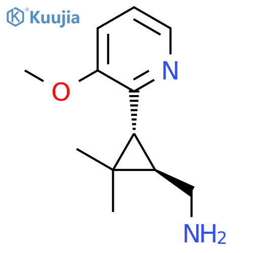 rac-(1R,3R)-3-(3-methoxypyridin-2-yl)-2,2-dimethylcyclopropylmethanamine structure