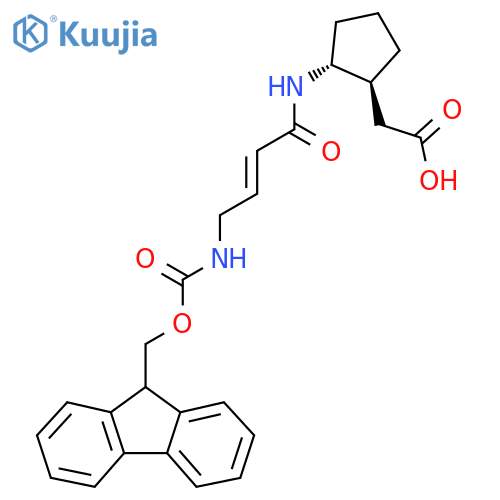 rac-2-(1R,2S)-2-4-({(9H-fluoren-9-yl)methoxycarbonyl}amino)but-2-enamidocyclopentylacetic acid structure