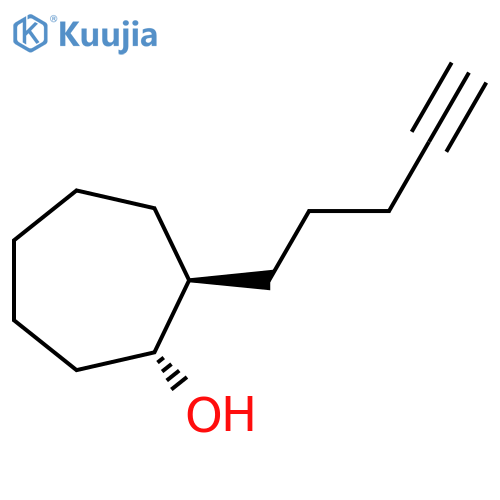rac-(1R,2S)-2-(pent-4-yn-1-yl)cycloheptan-1-ol structure