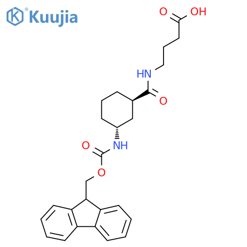 rac-4-{(1R,3R)-3-({(9H-fluoren-9-yl)methoxycarbonyl}amino)cyclohexylformamido}butanoic acid structure